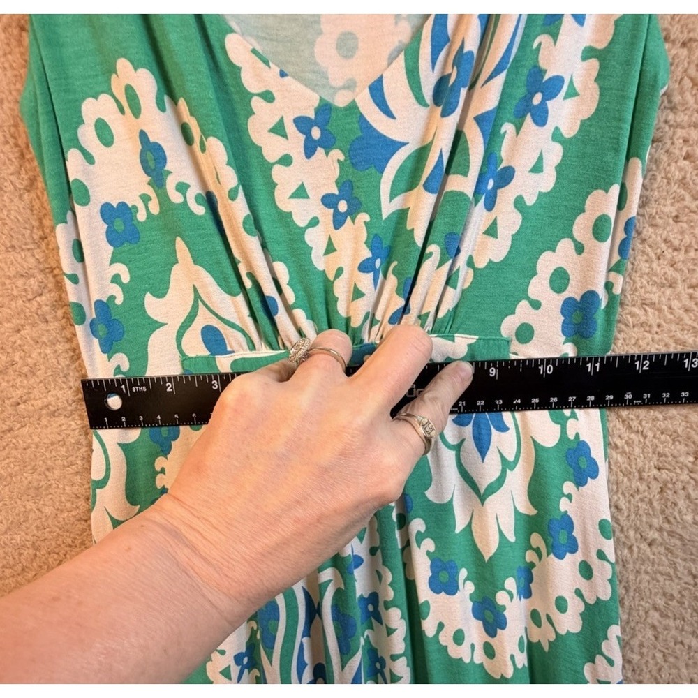 Boden Green Blue Floral Medallion Viscose Maxi Dress Sleeveless US 2R Resortwear - Picture 13 of 14
